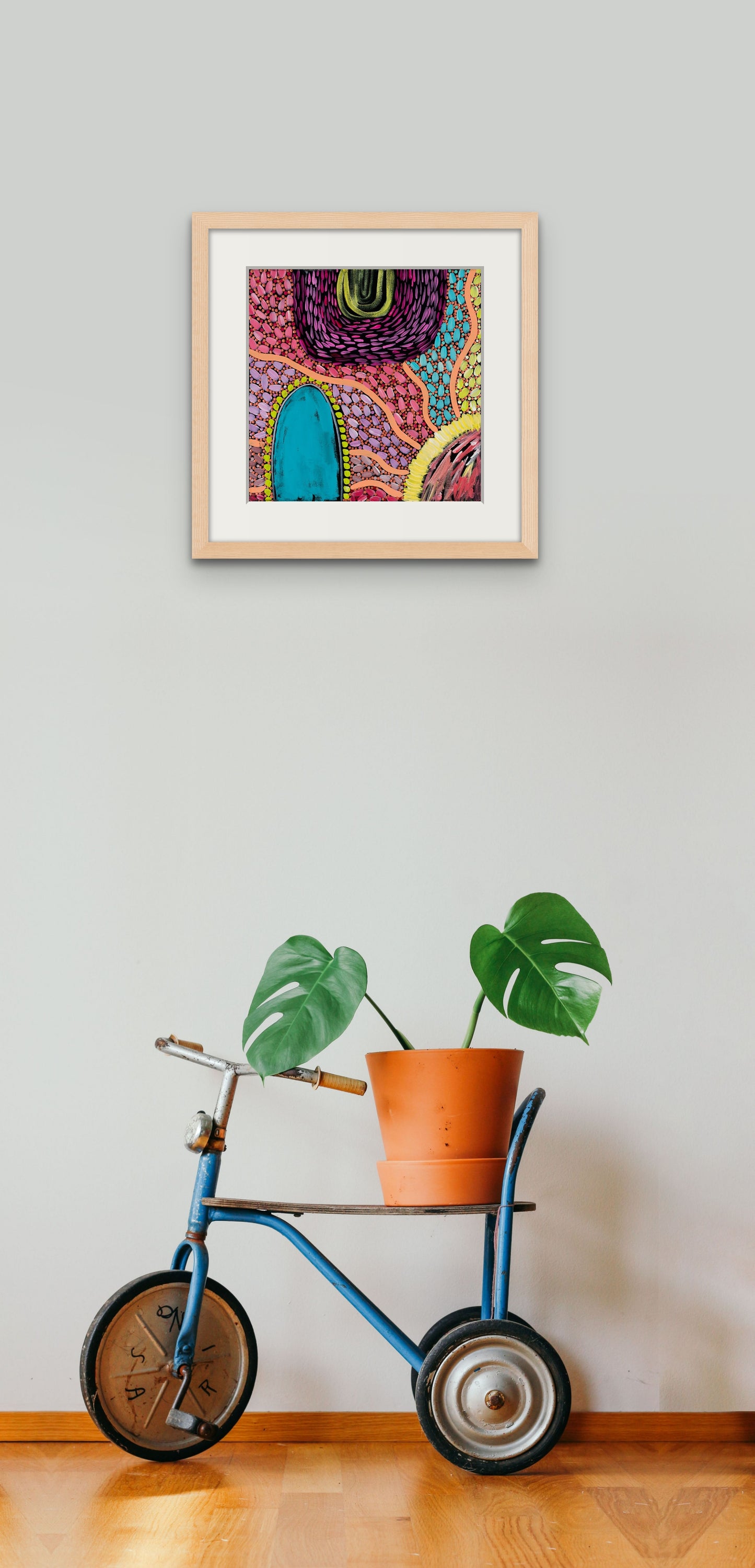 Interconnected I Print in Oak Wood