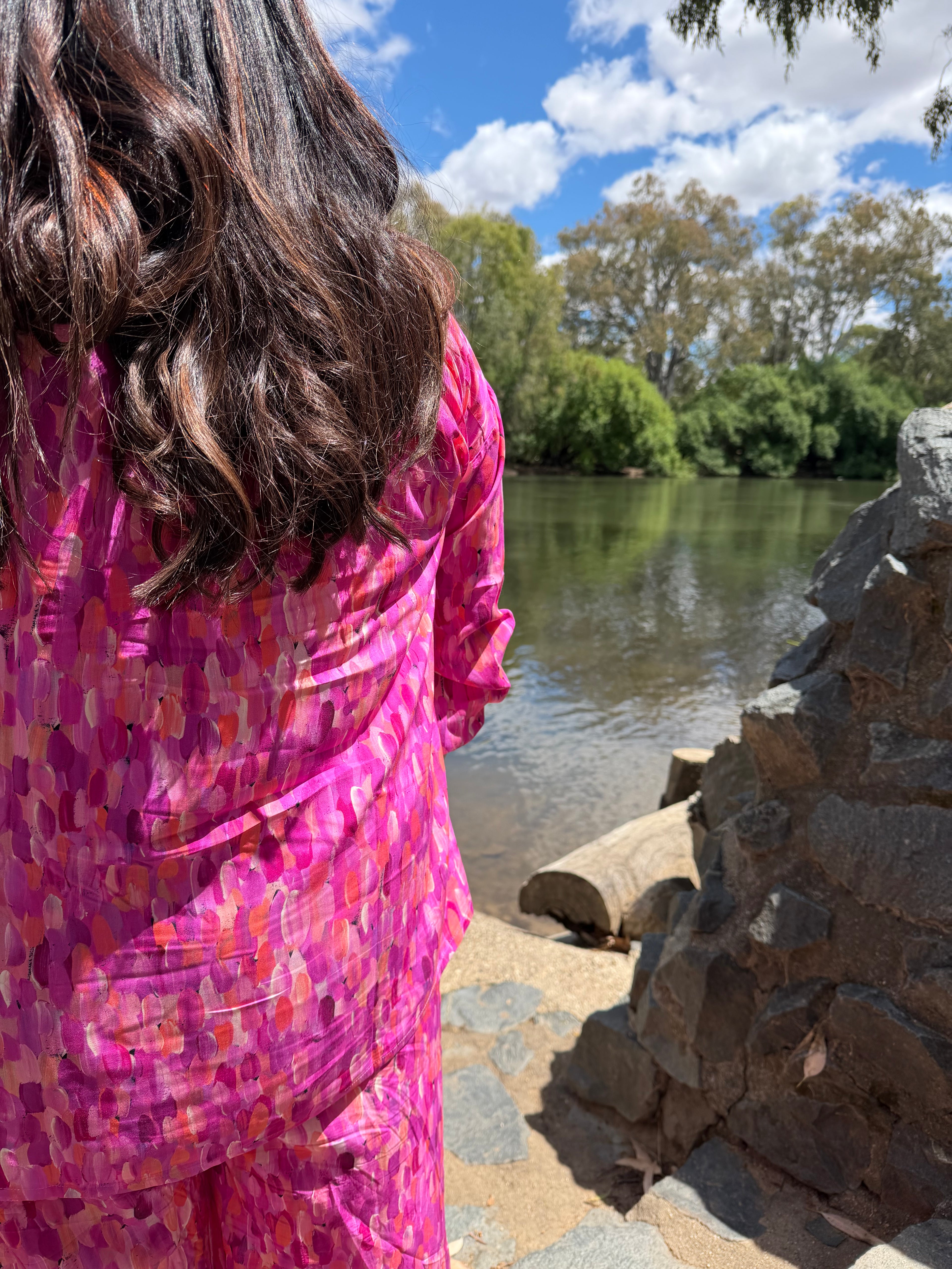 Ngalu Top - Sky Country print