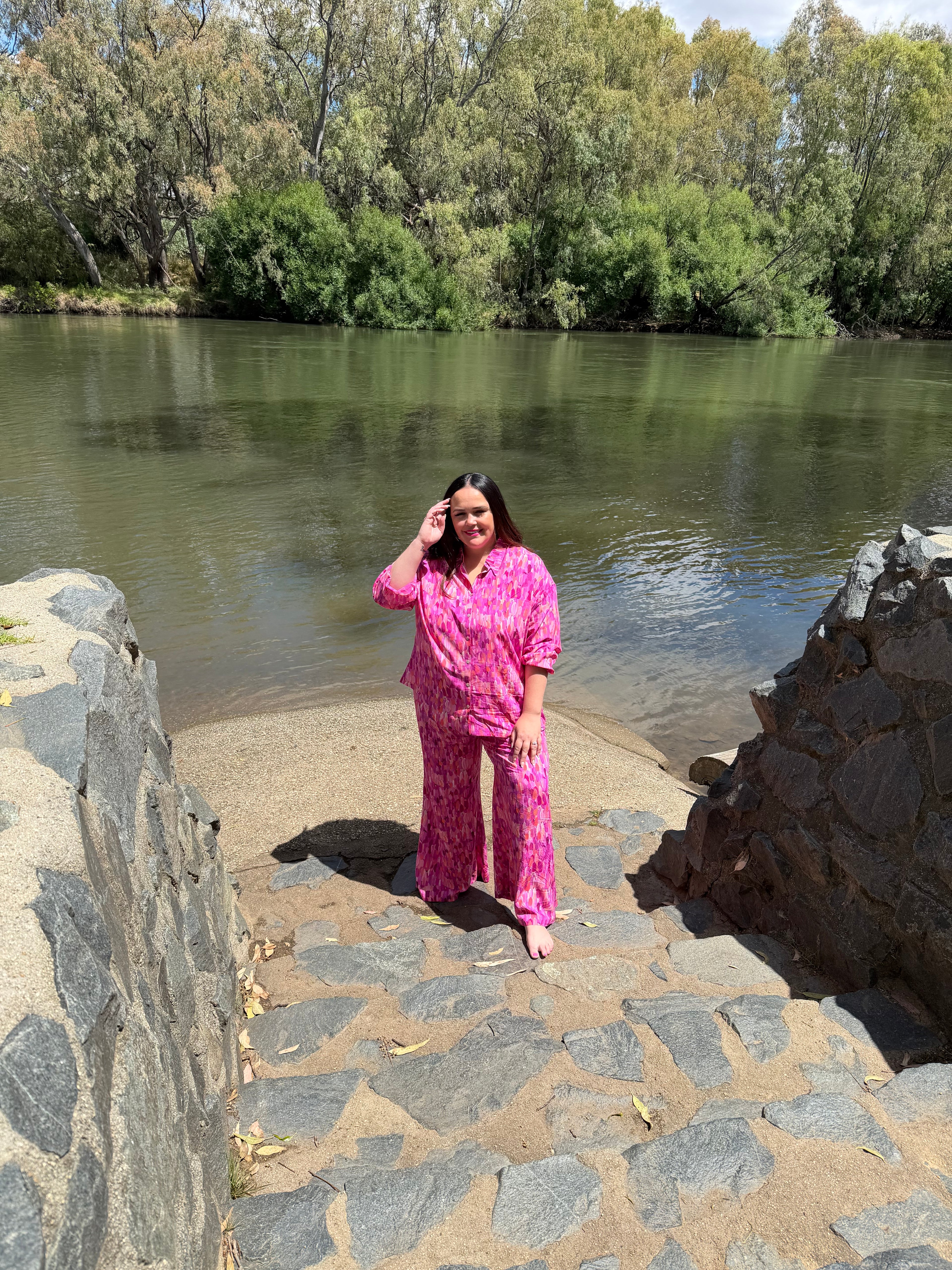 Ngalu Top - Sky Country print