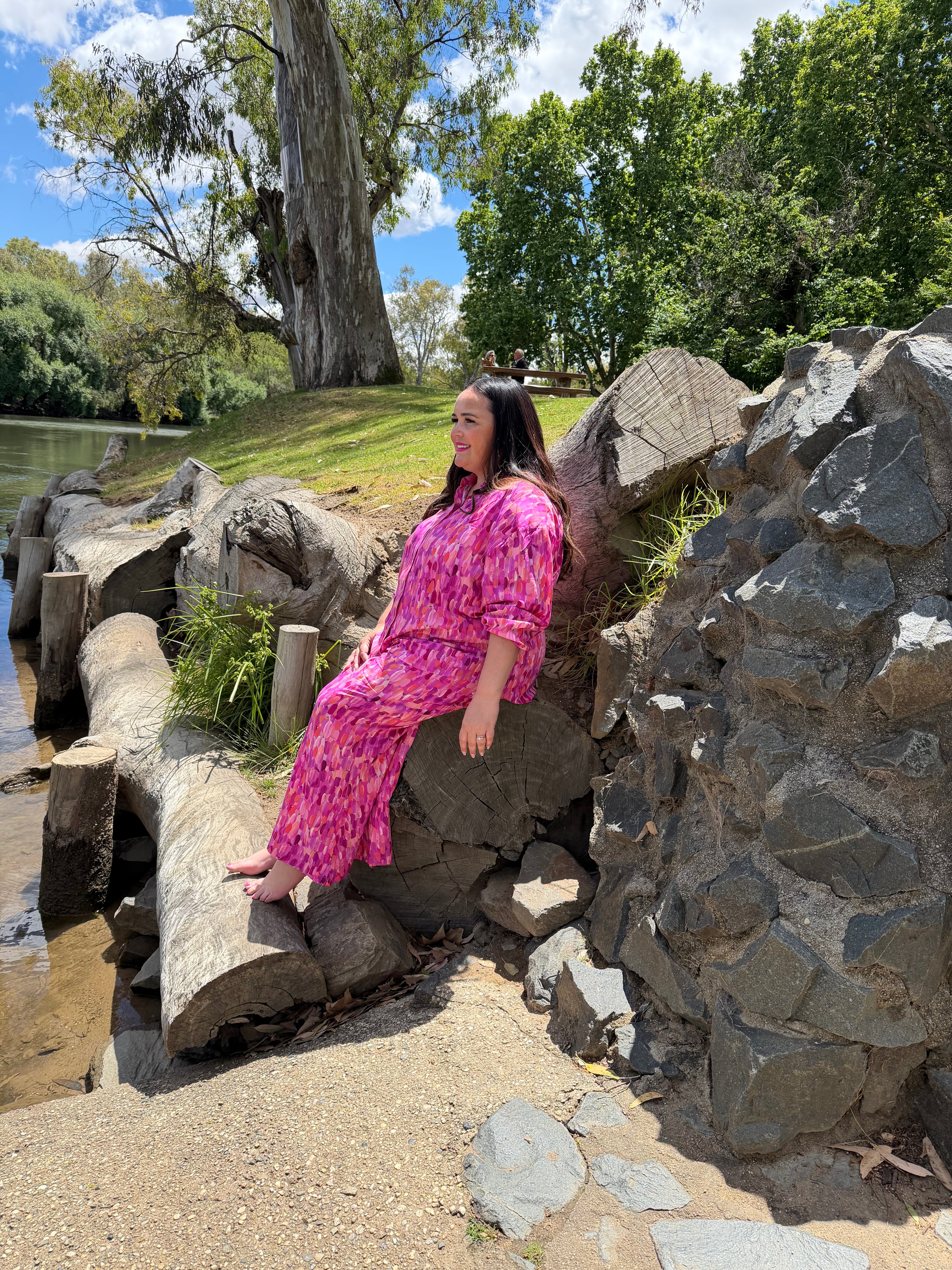 Ngalu Top - Sky Country print