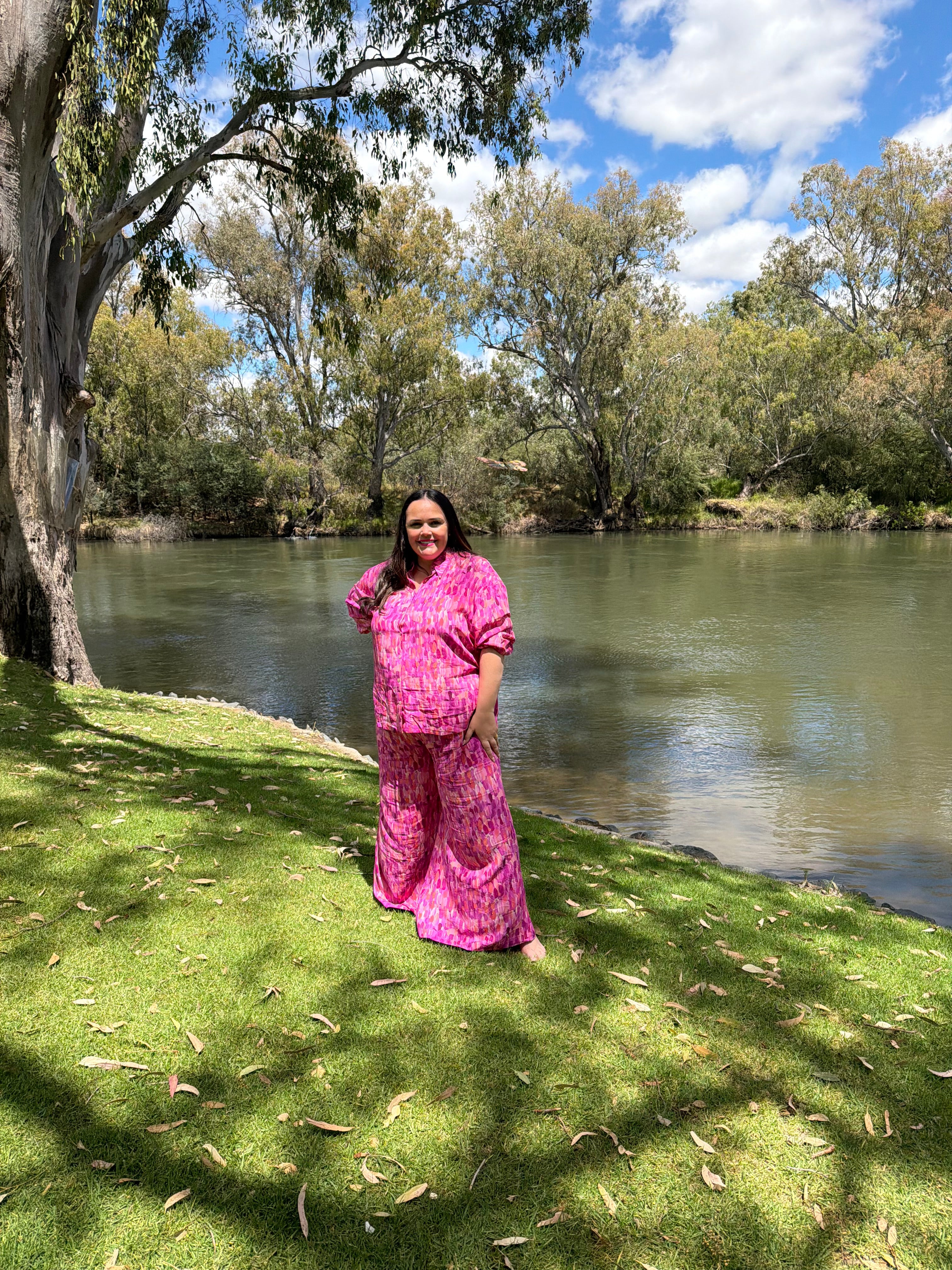 Ngalu Top - Sky Country print