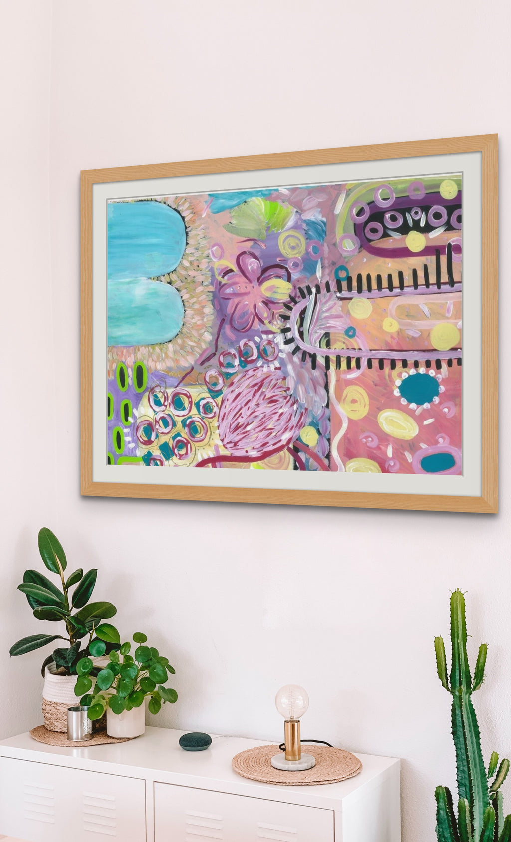 Framed Flourishing Print in Oak Wood