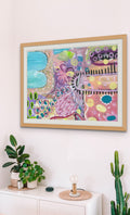 Framed Flourishing Print in Oak Wood