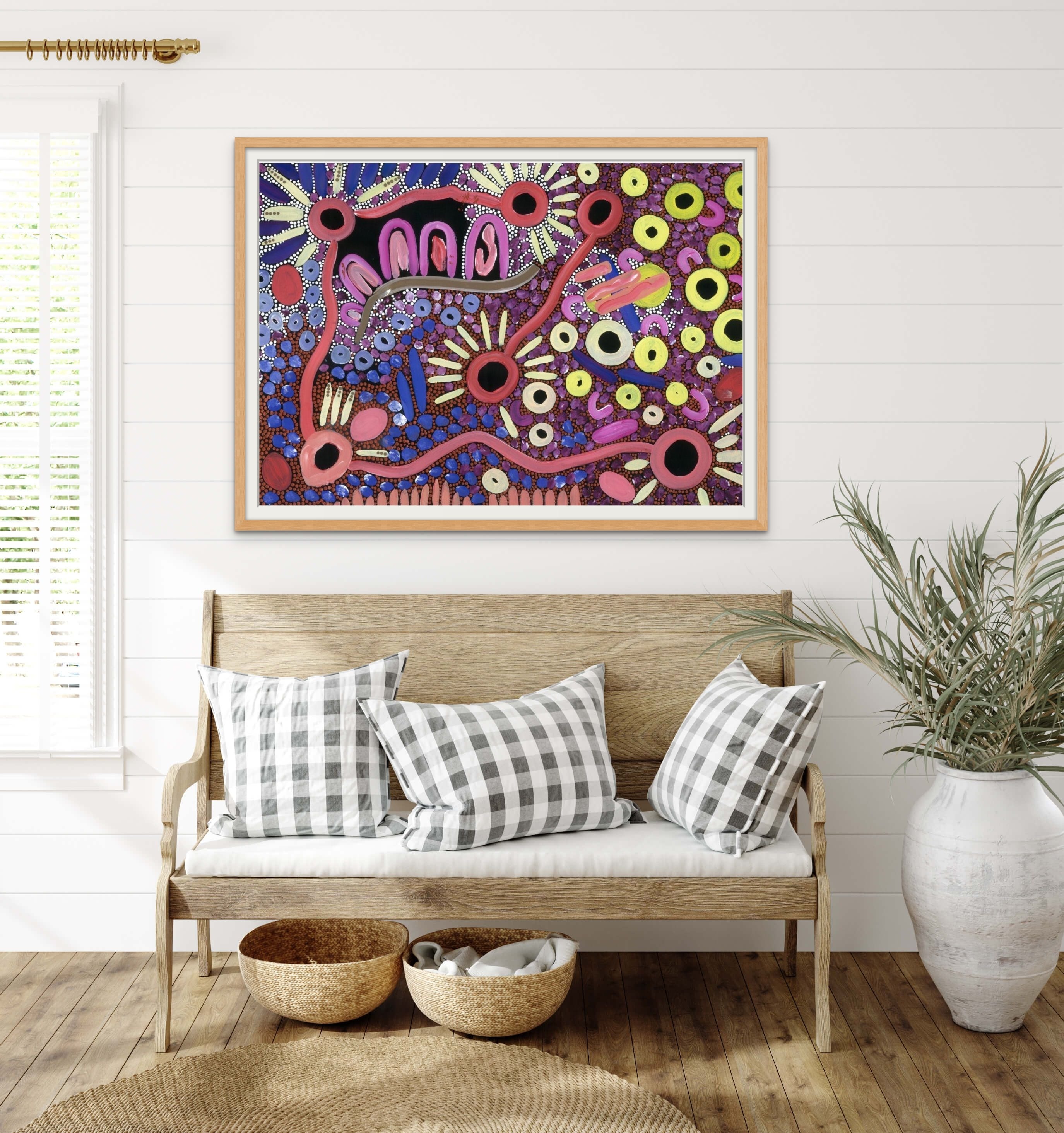 Framed Country Harvest Print in Oak Wood