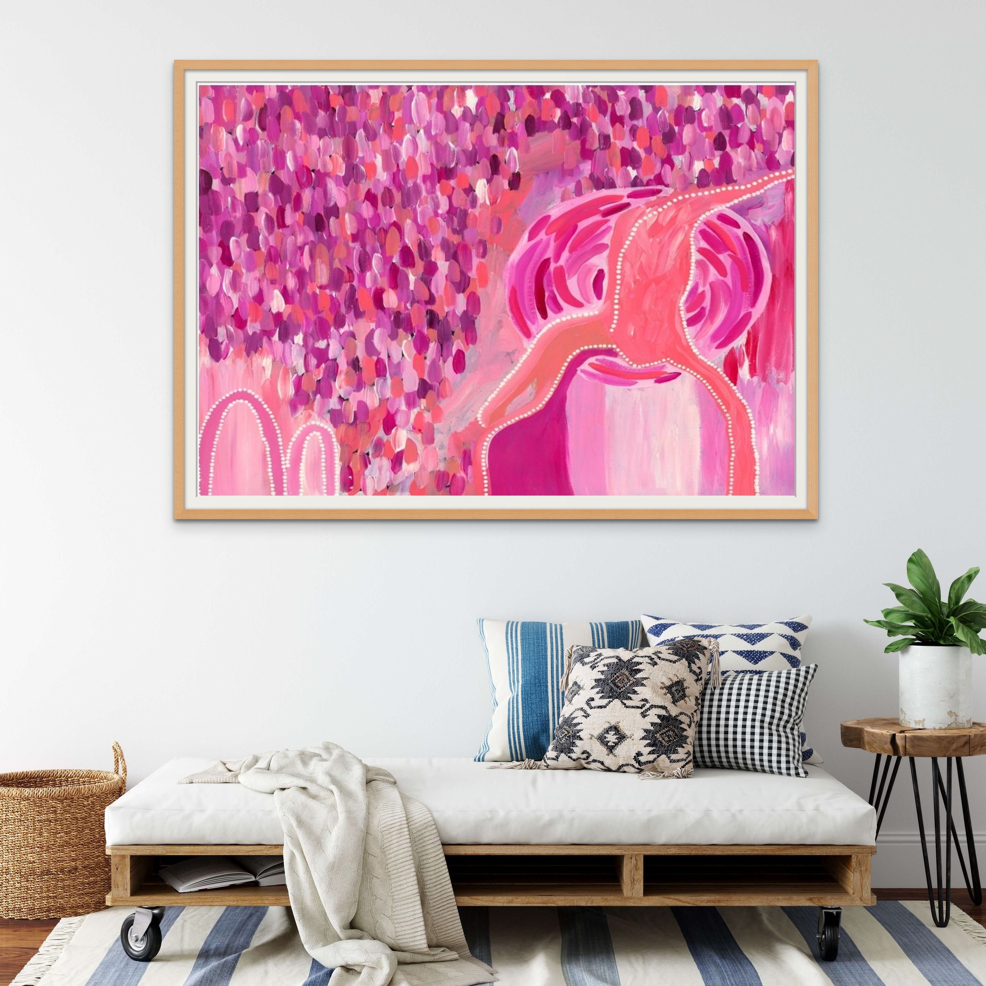 Framed Sacred birthing Tree Print in Oak Wood