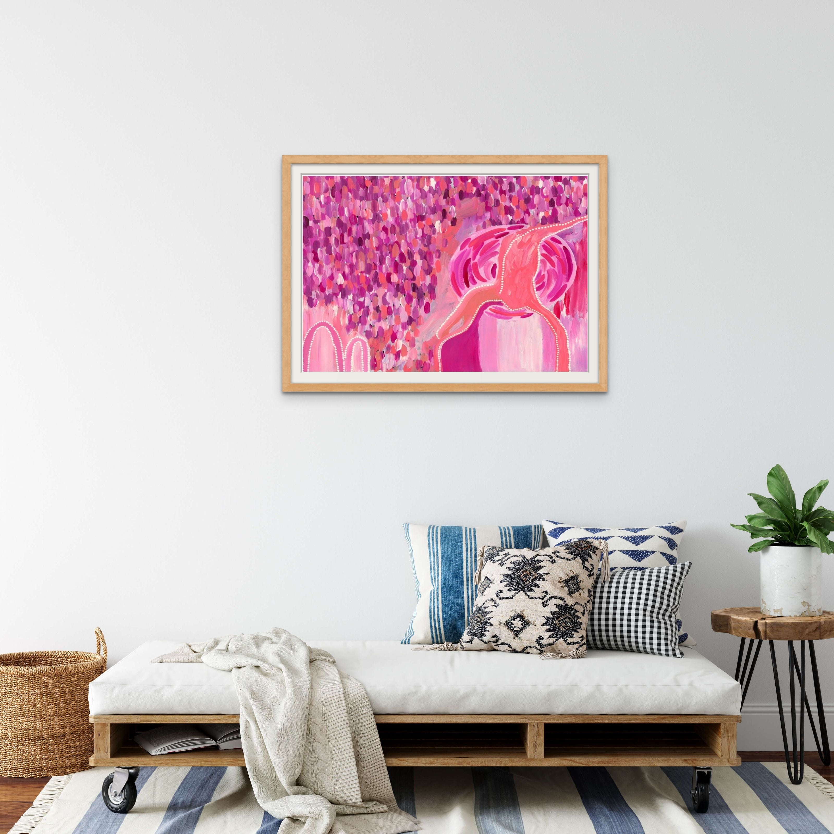 Framed Sacred birthing Tree Print in Oak Wood