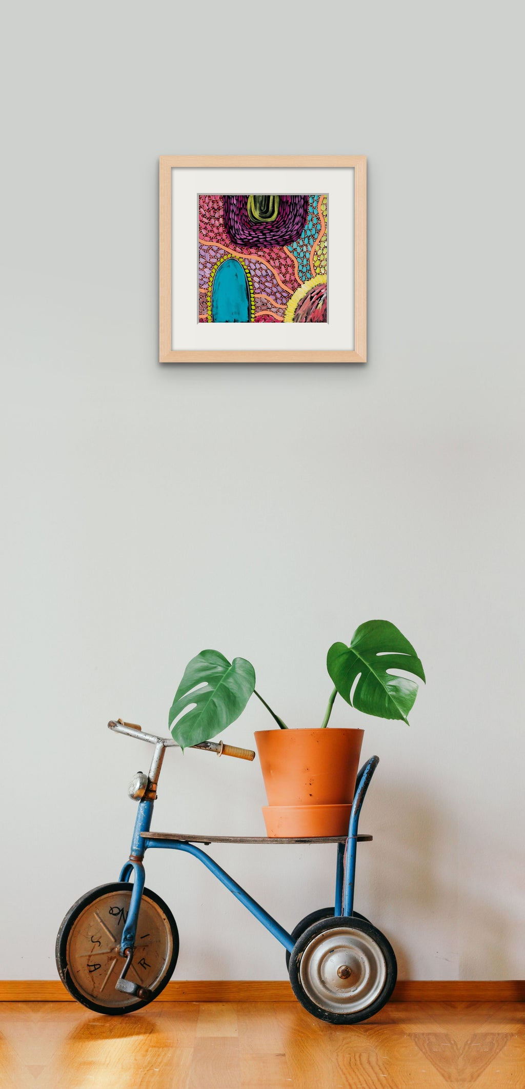 Interconnected I Print in Oak Wood