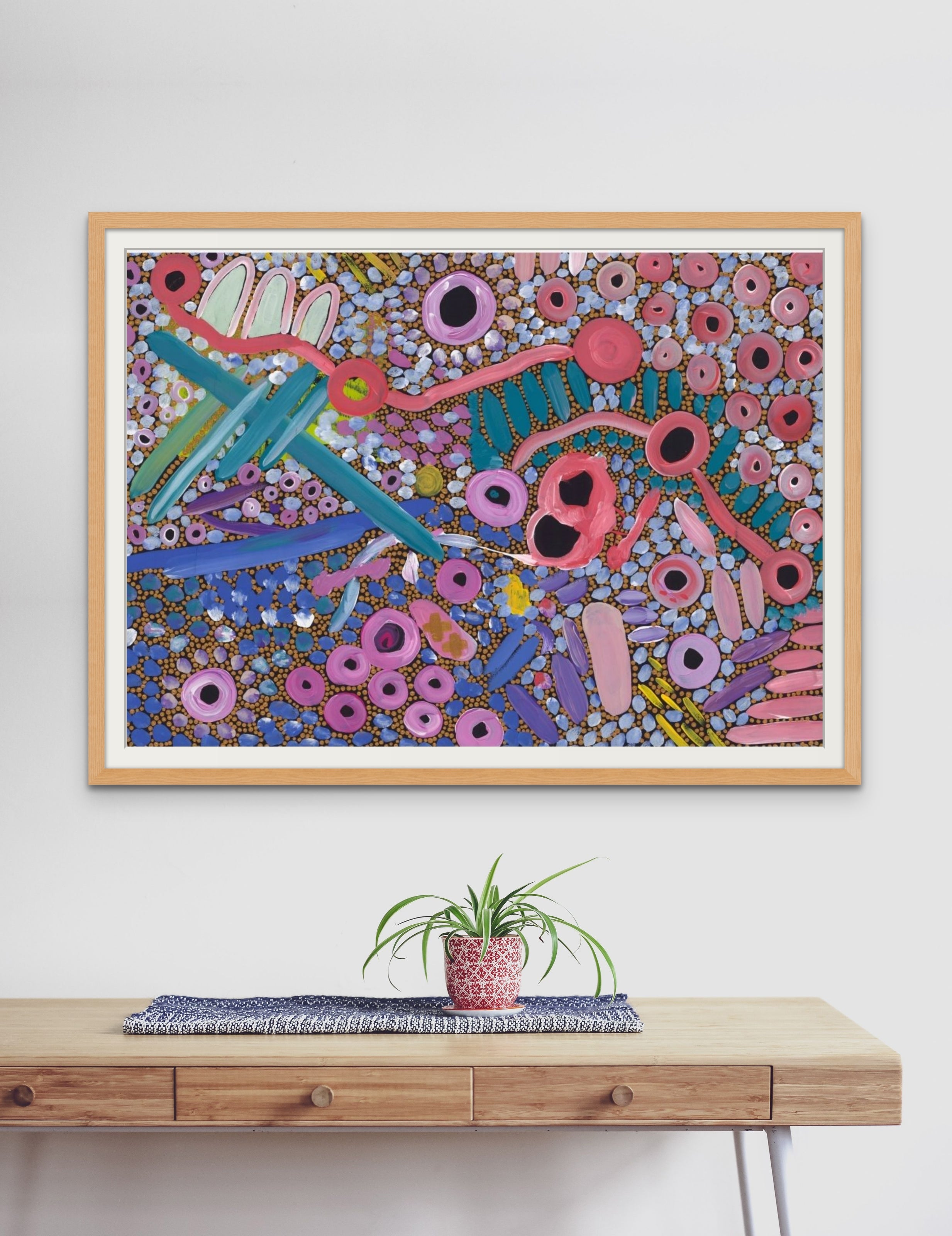 Framed Yuka Print in Oak Wood